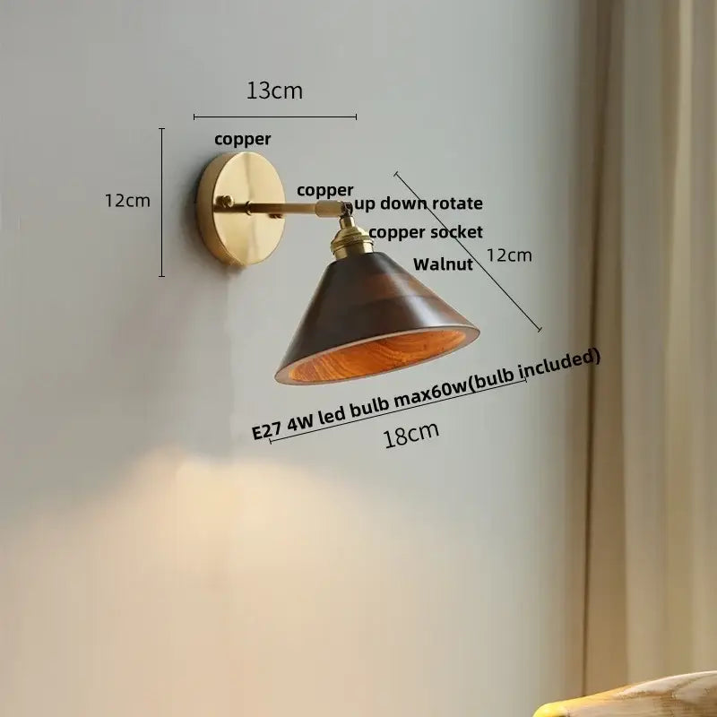 Walnut LED Wall Sconce Japanese Style for Foyer
