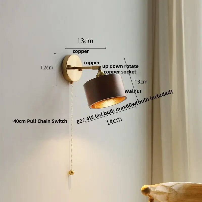 Walnut LED Wall Sconce Japanese Style for Foyer