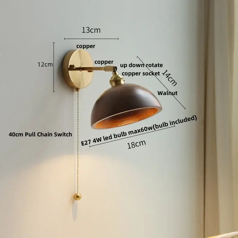 Walnut LED Wall Sconce Japanese Style for Foyer