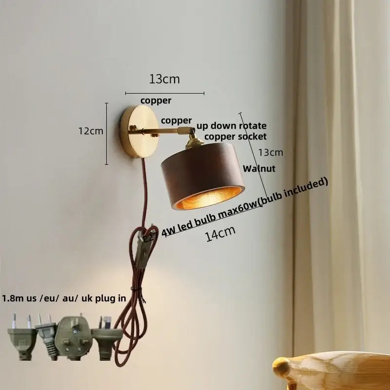 Walnut LED Wall Sconce Japanese Style for Foyer