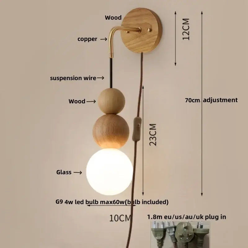 Walnut Sphere Wall Light