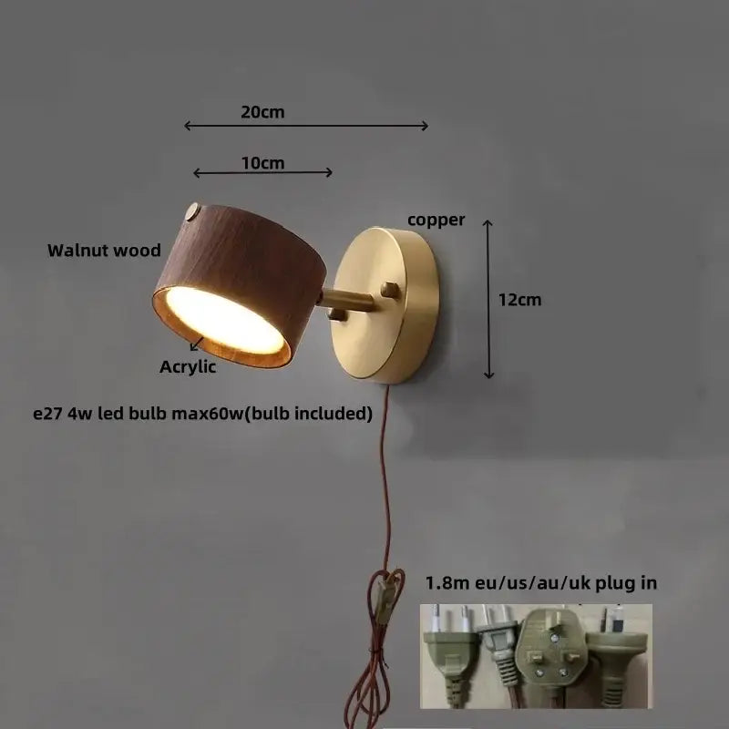 Brass Wood Base Sconce