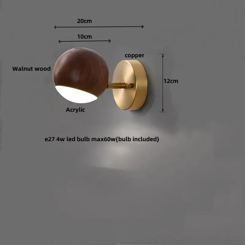 Brass Wood Base Sconce