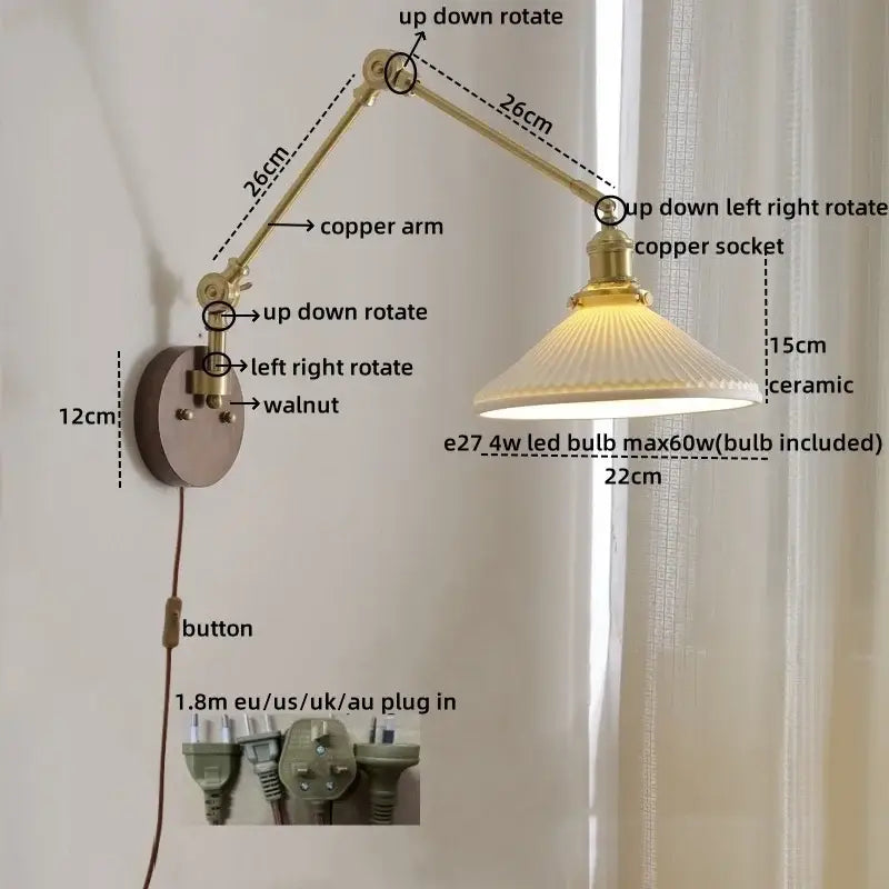 Glass Brass Reading Lamp