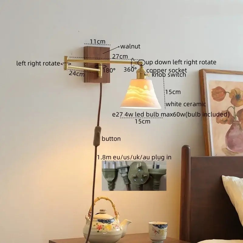 Glass Brass Reading Lamp