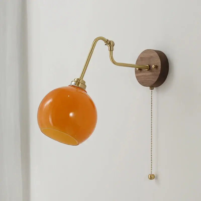 Amber Glass Bathroom Brass-Frame Sconce