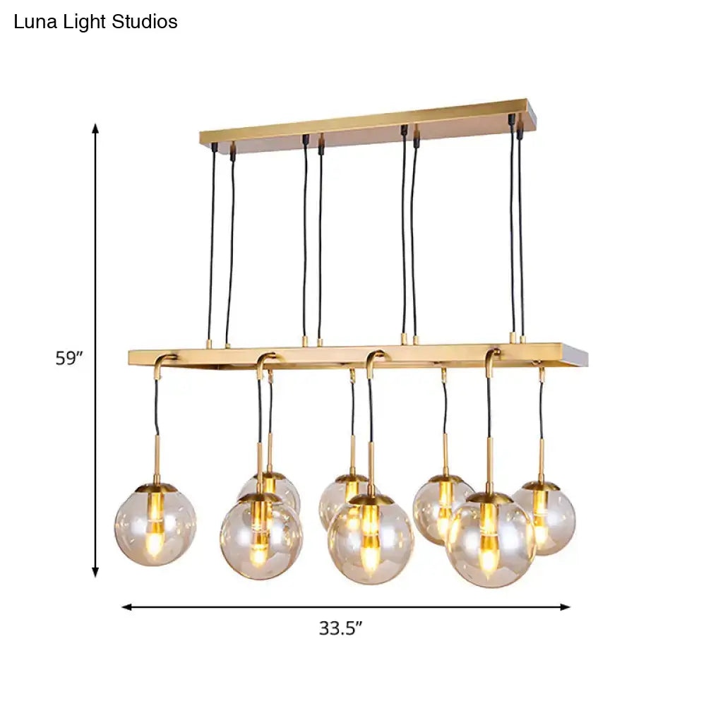 Brass Glass Island Chandelier