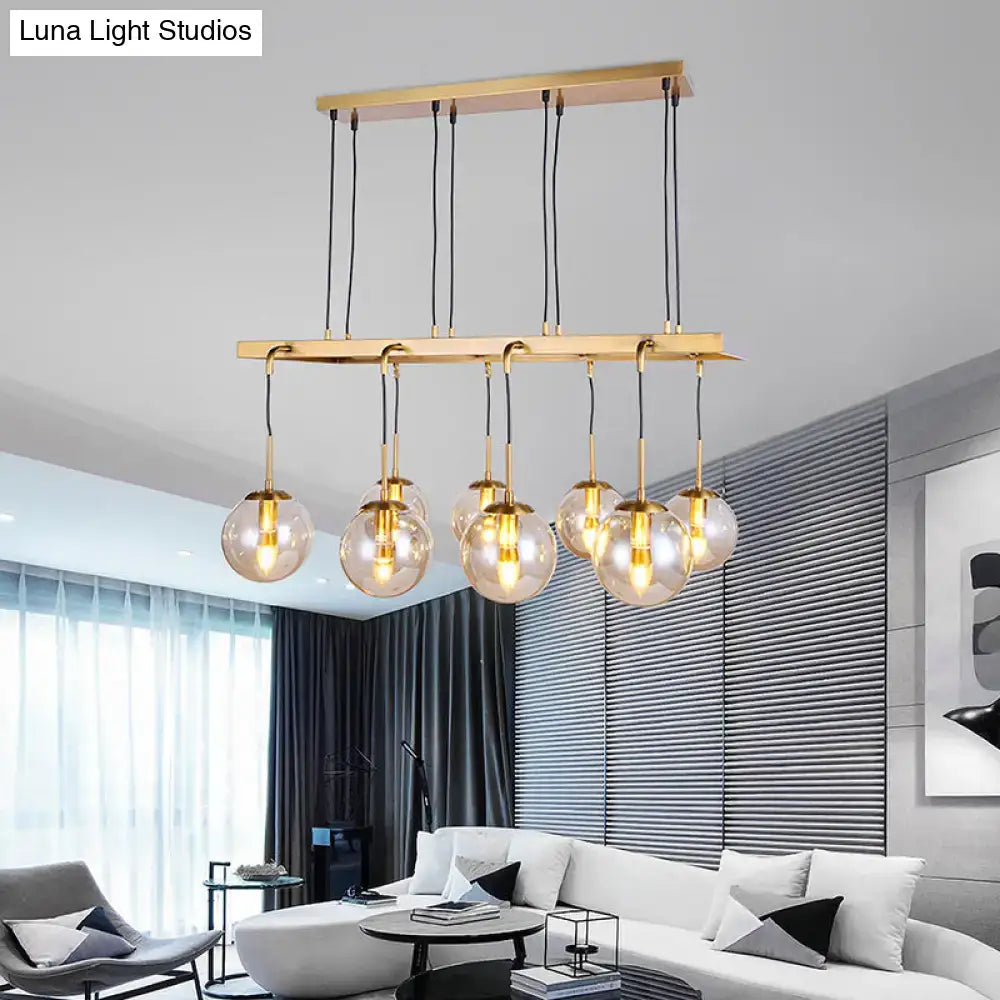 Brass Glass Island Chandelier