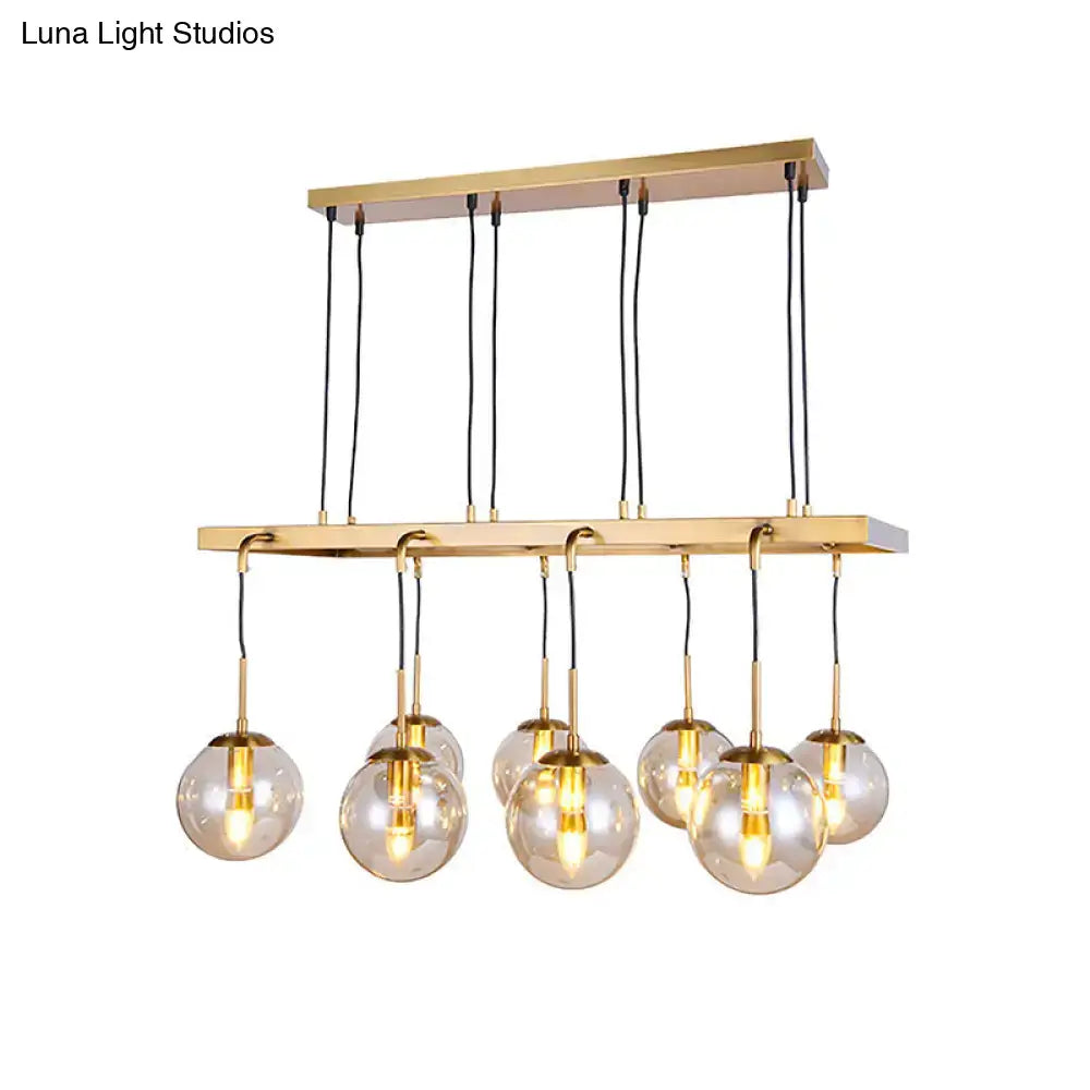 Brass Glass Island Chandelier