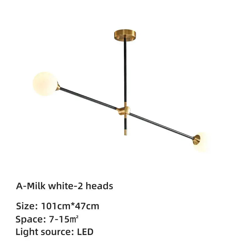 Brass Glass Ball 6-Head Geometric Chandelier