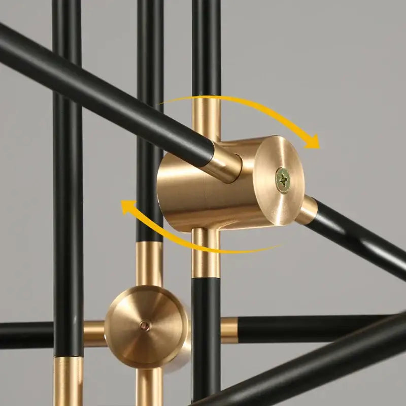 Brass Glass Ball 6-Head Geometric Chandelier