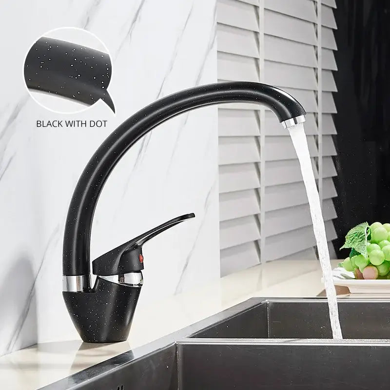Brass Black Kitchen Faucet with Curved Swivel Spout