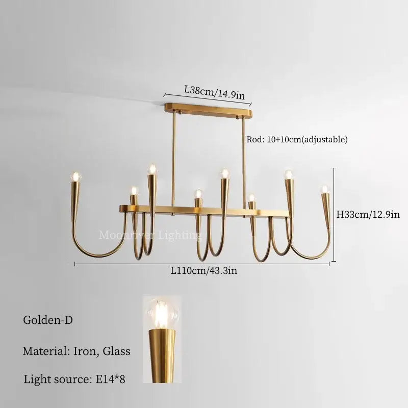 Brass Black French Pendant Chandelier