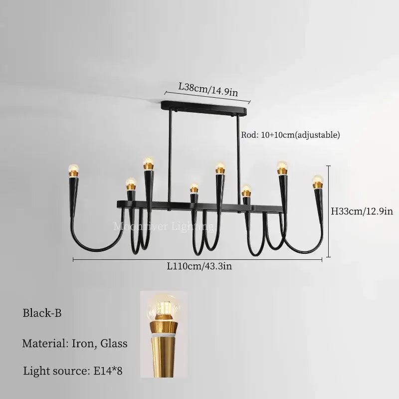 Brass Black French Pendant Chandelier
