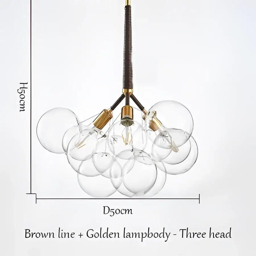 Brass Glass Bubble Chandelier 6-Head Design
