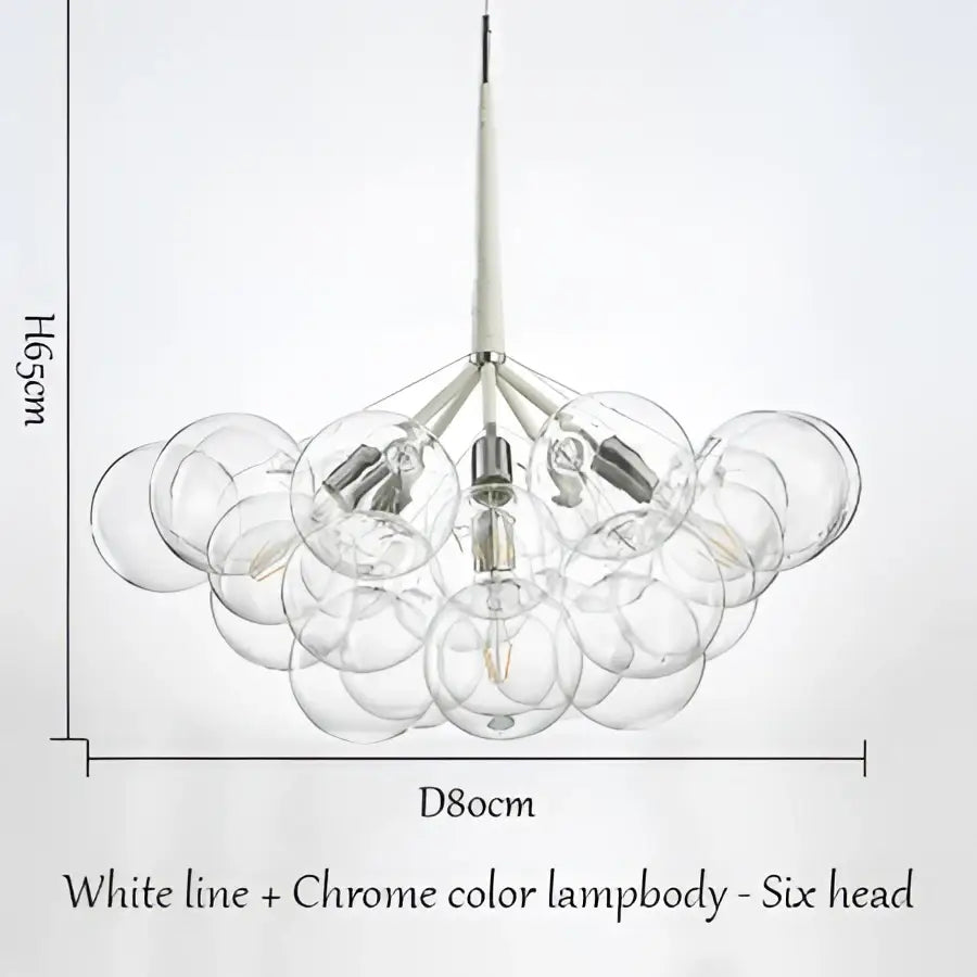 Brass Glass Bubble Chandelier 6-Head Design