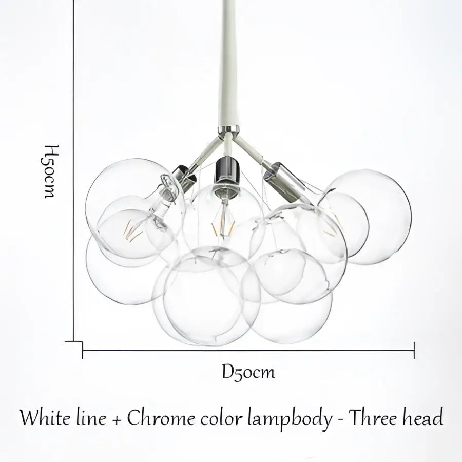 Brass Glass Bubble Chandelier 6-Head Design