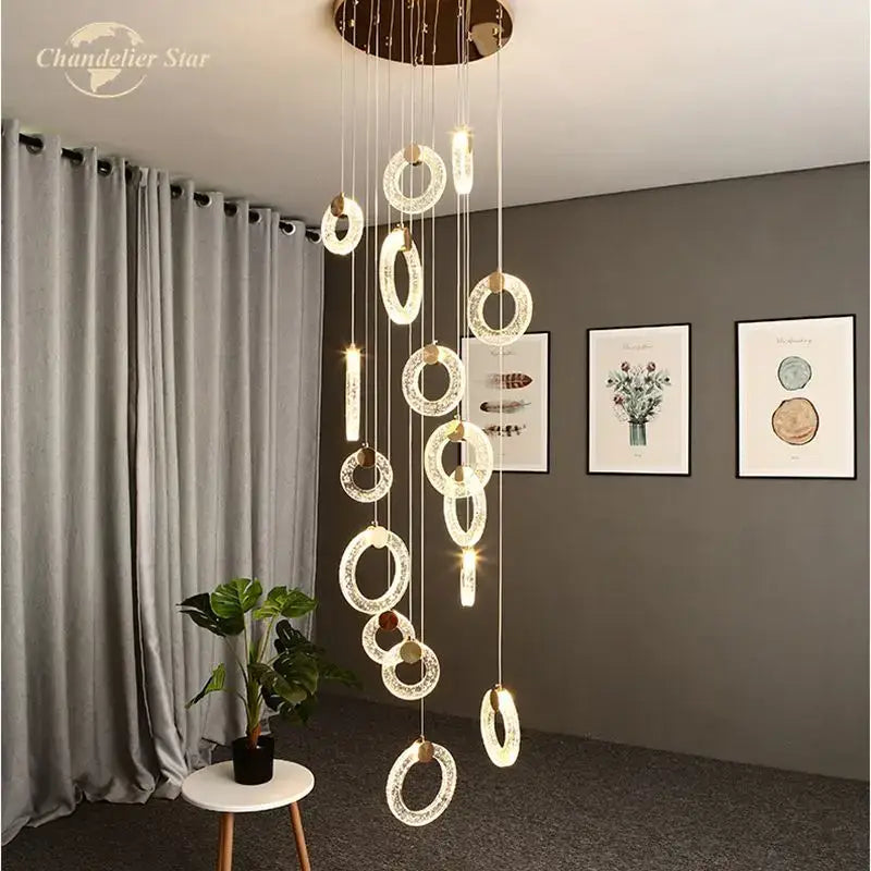 Brass Crystal LED Chandelier Polished Gold Finish