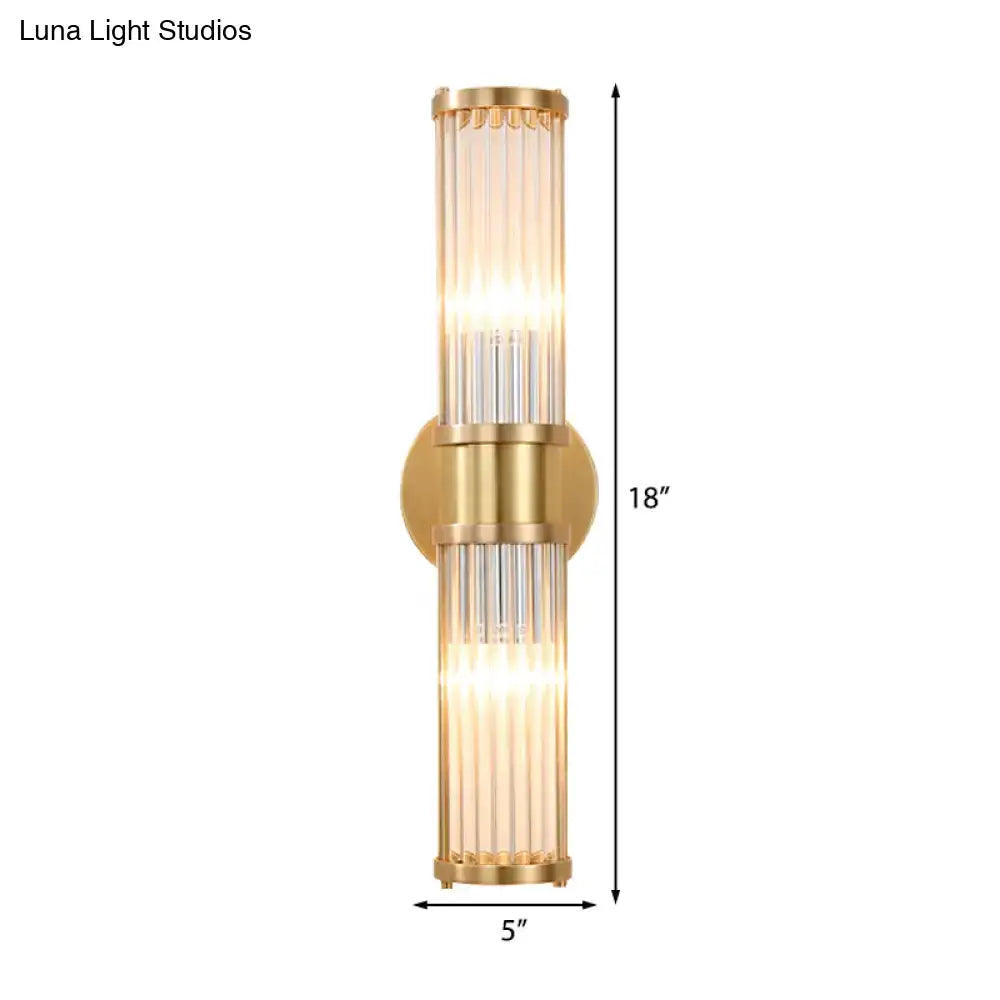 Brass Clear Crystal Wall Sconce