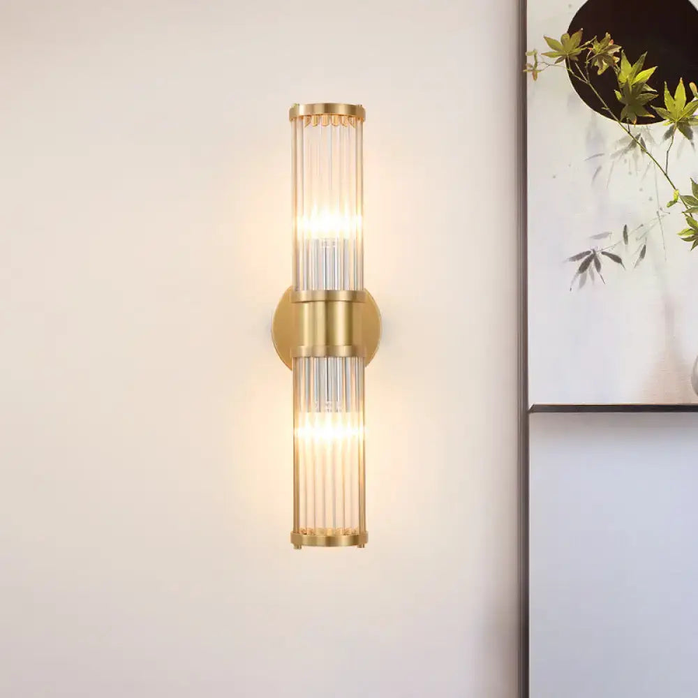 Brass Clear Crystal Wall Sconce