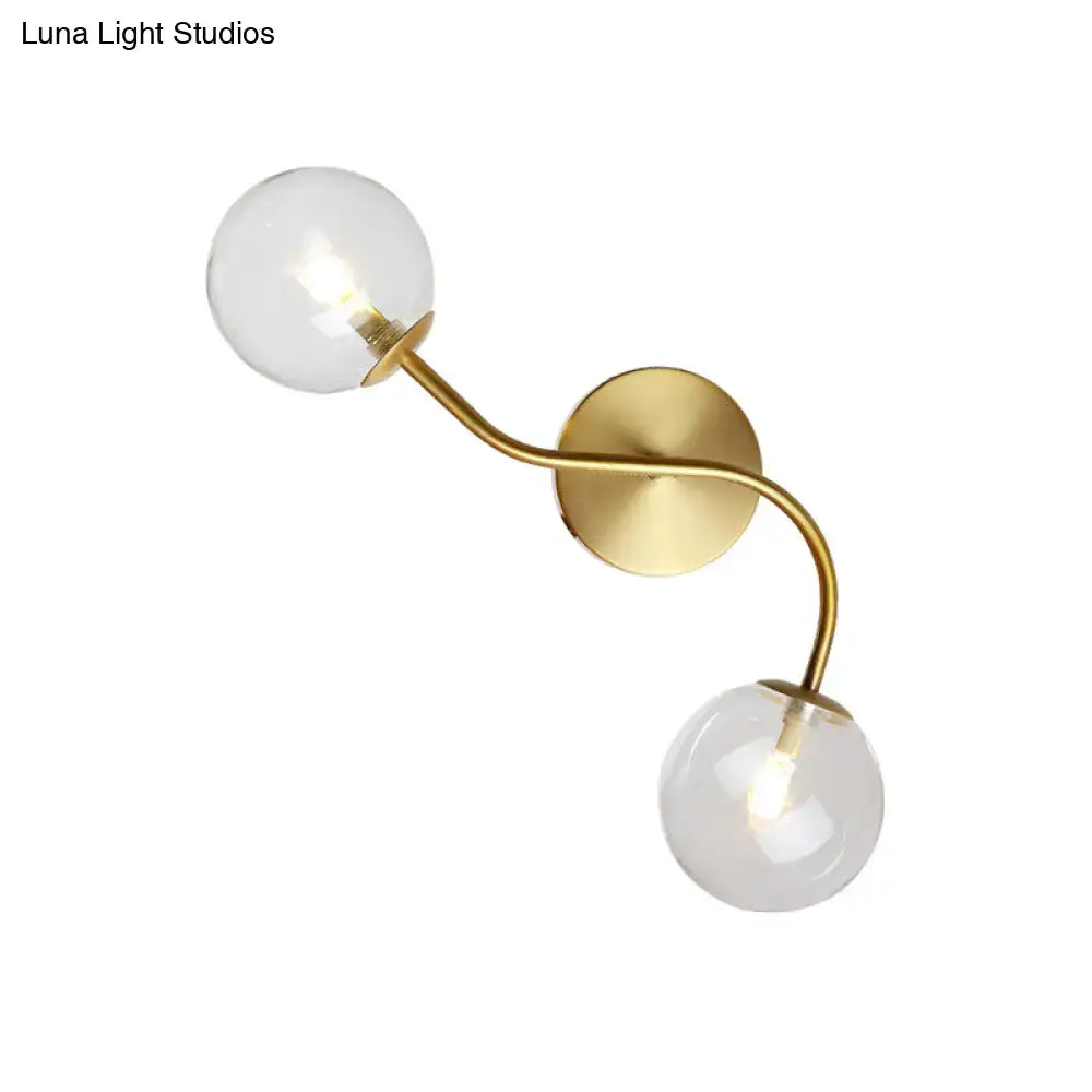 Brass Glass Dual-Light Stairway Lamp