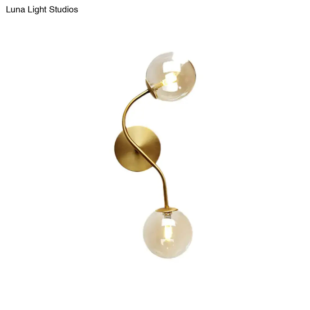 Brass Glass Dual-Light Stairway Lamp