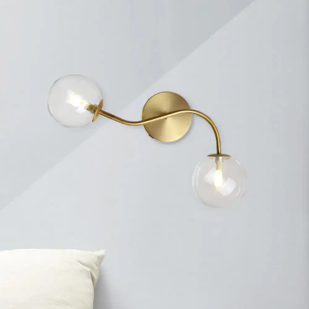 Brass Glass Dual-Light Stairway Lamp