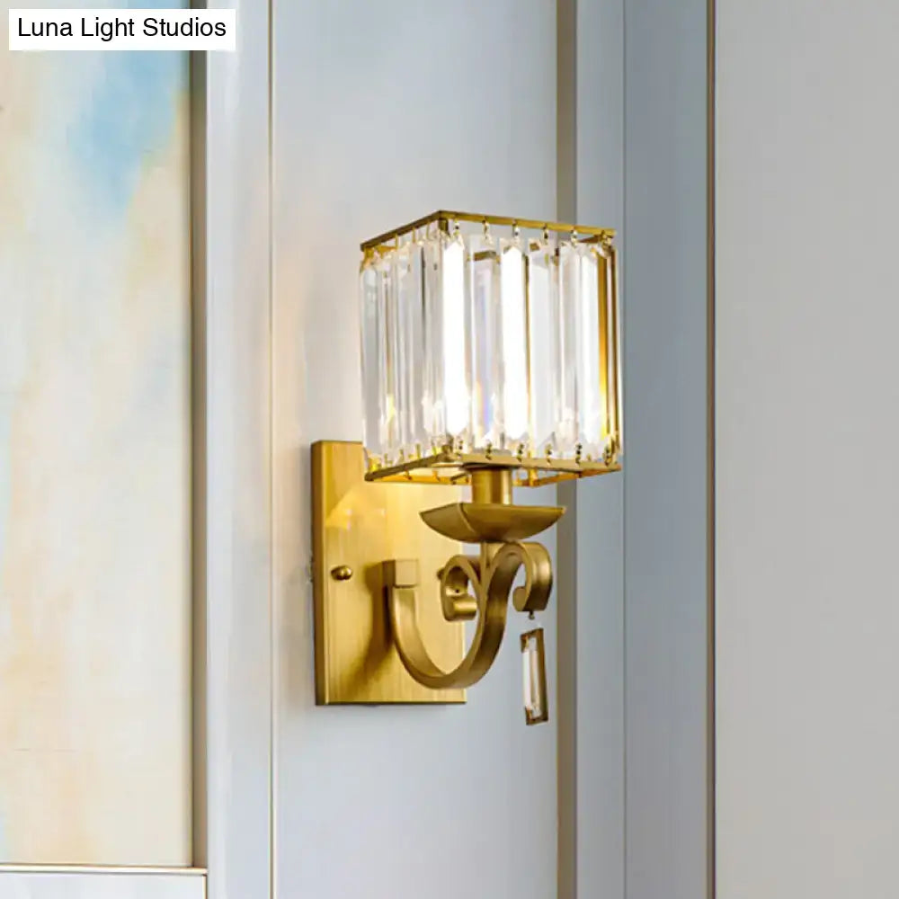 Brass Crystal Block Light