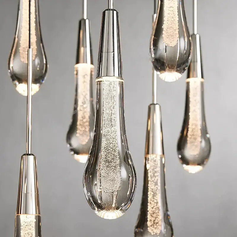 Brass Crystal Ceiling Pendant Teardrop Design