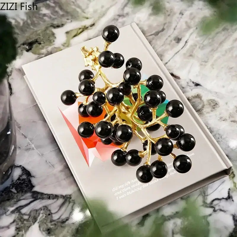 Brass Crystal Grape Sculpture
