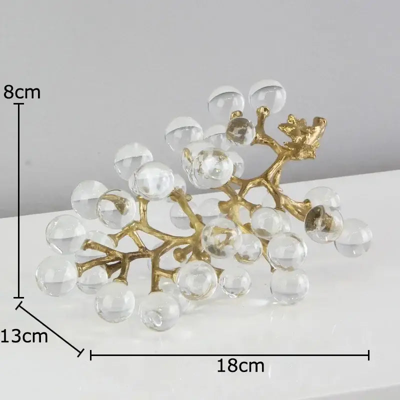 Brass Crystal Grape Sculpture