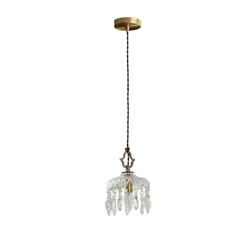 Brass Crystal LED Pendant Polished Copper Finish