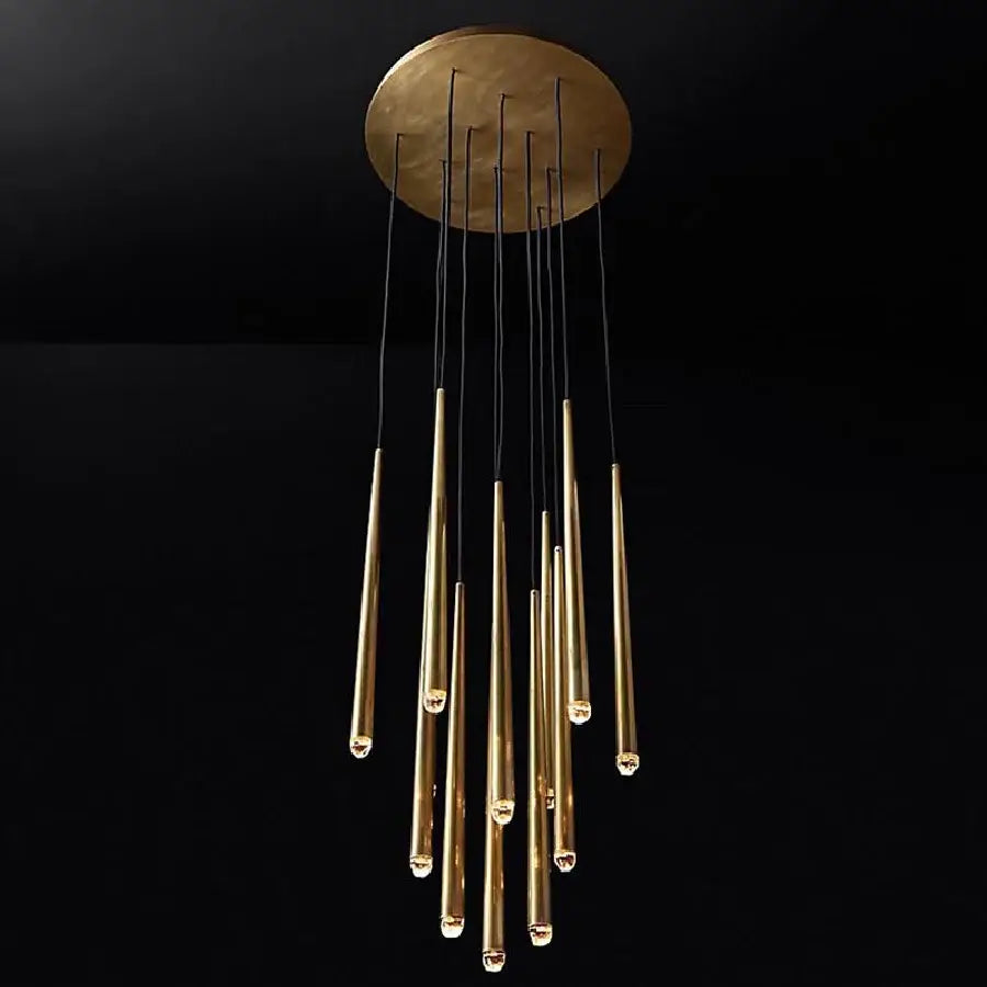 Brass Crystal Stair Chandelier