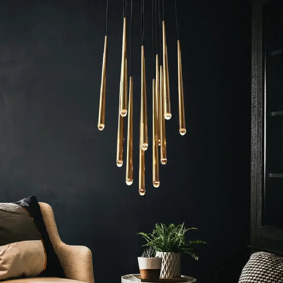 Brass Crystal Stair Chandelier