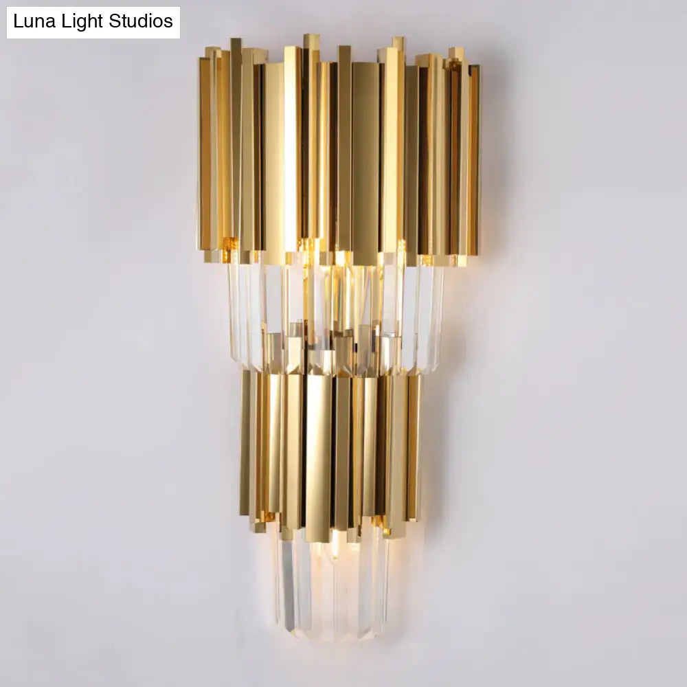 Brass Crystal Prism Wall Lamp 2-3 Light