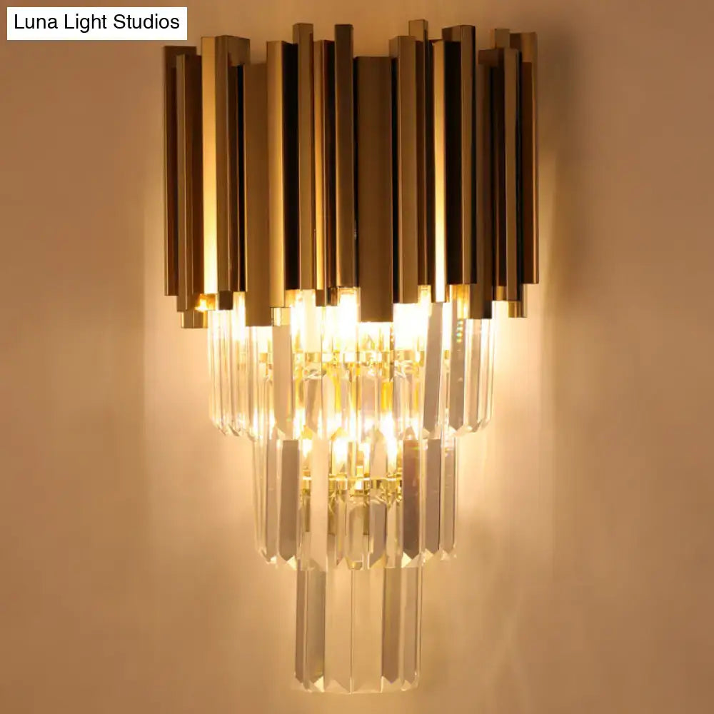 Brass Crystal Prism Wall Lamp 2-3 Light