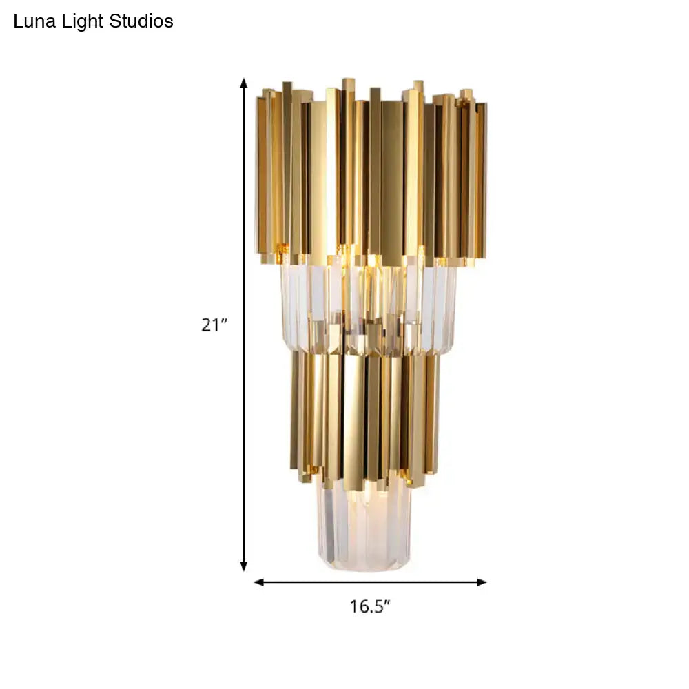 Brass Crystal Prism Wall Lamp 2-3 Light