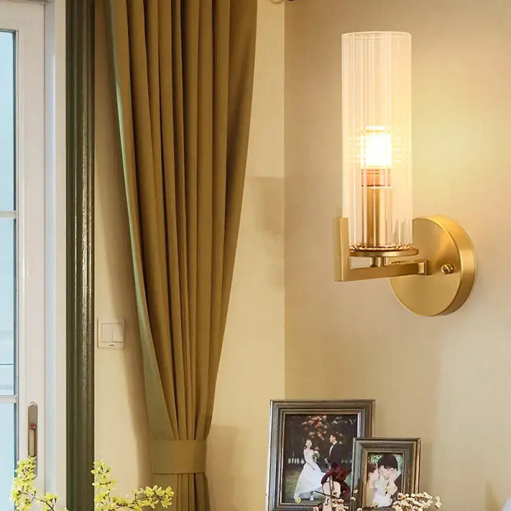 Brass Crystal Wall Sconce Compact Simple