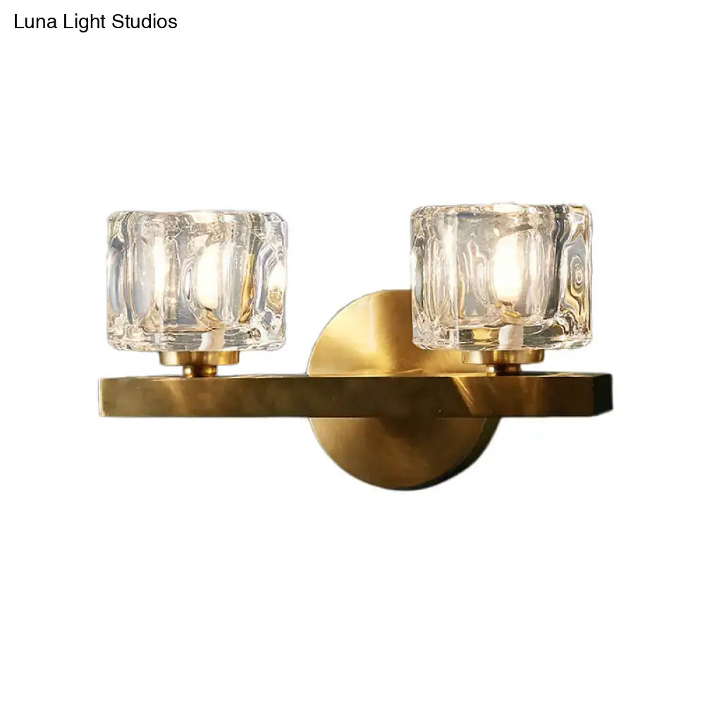 Brass Cube Flush Sconce