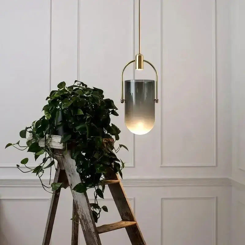 Brass Bucket Glass Chandelier