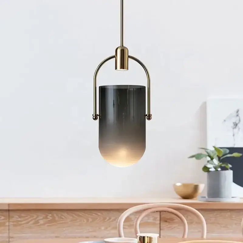 Brass Bucket Glass Chandelier