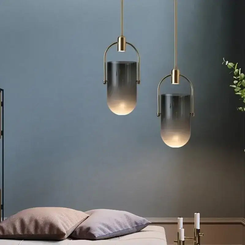 Brass Bucket Glass Chandelier