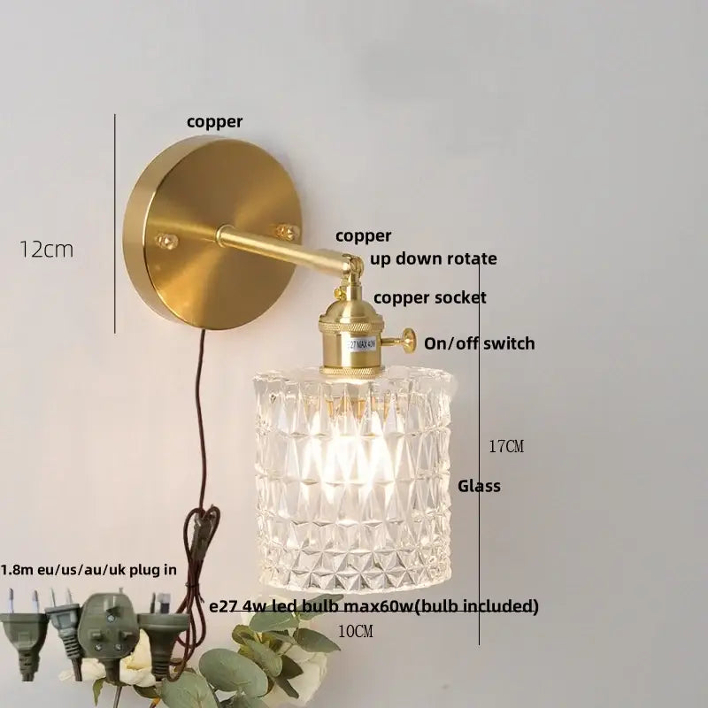 Brass E27 LED Wall Sconce