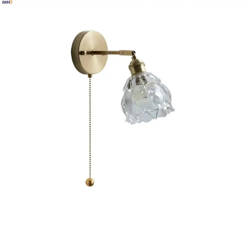 Brass Floral Glass Stairwell Sconce