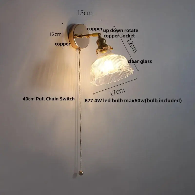 Brass Glass Base Sconce