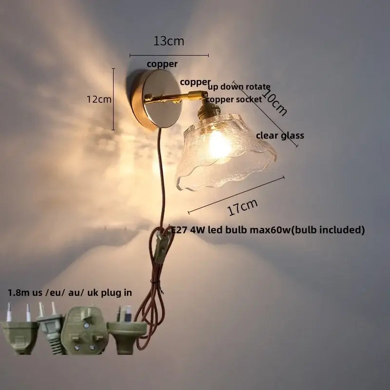 Brass Glass Base Sconce