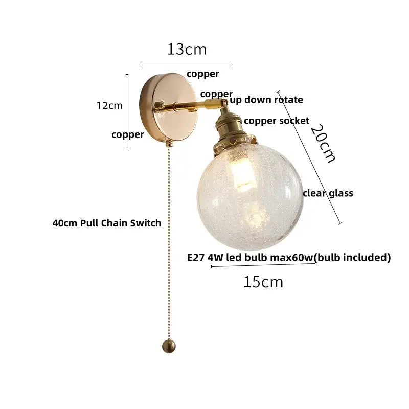 Brass Glass Base Sconce