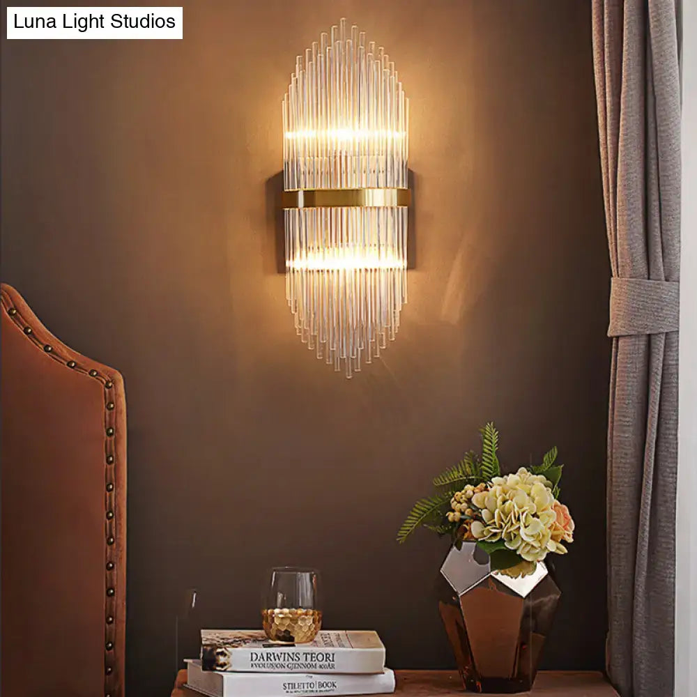 Brass Fluted Glass Sconce Trailing Arm Design