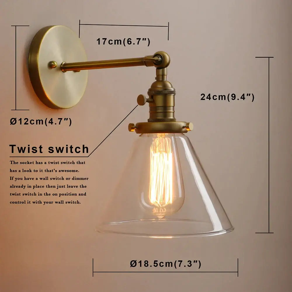 Brass Funnel Glass Sconce