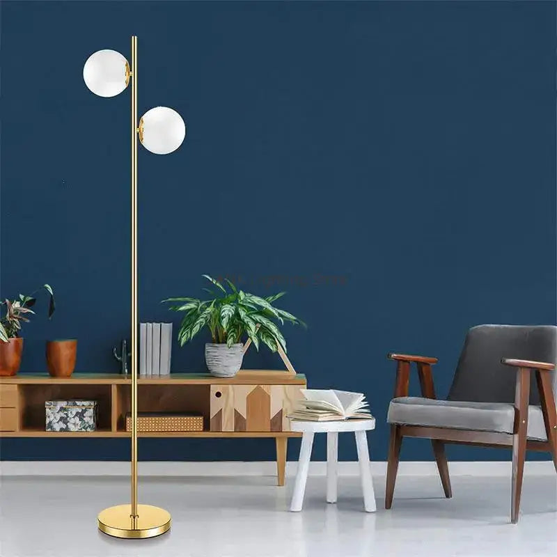Brass Glass Ball Floor Lamp